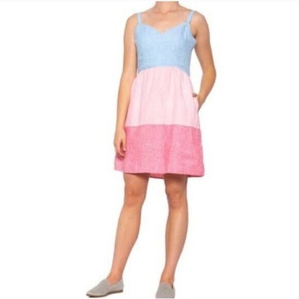 Cynthia Rowley Colorblock Sleeveless Dress Linen